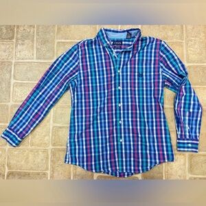 Chaps stretch easy care plaid long sleeve button down dress shirt